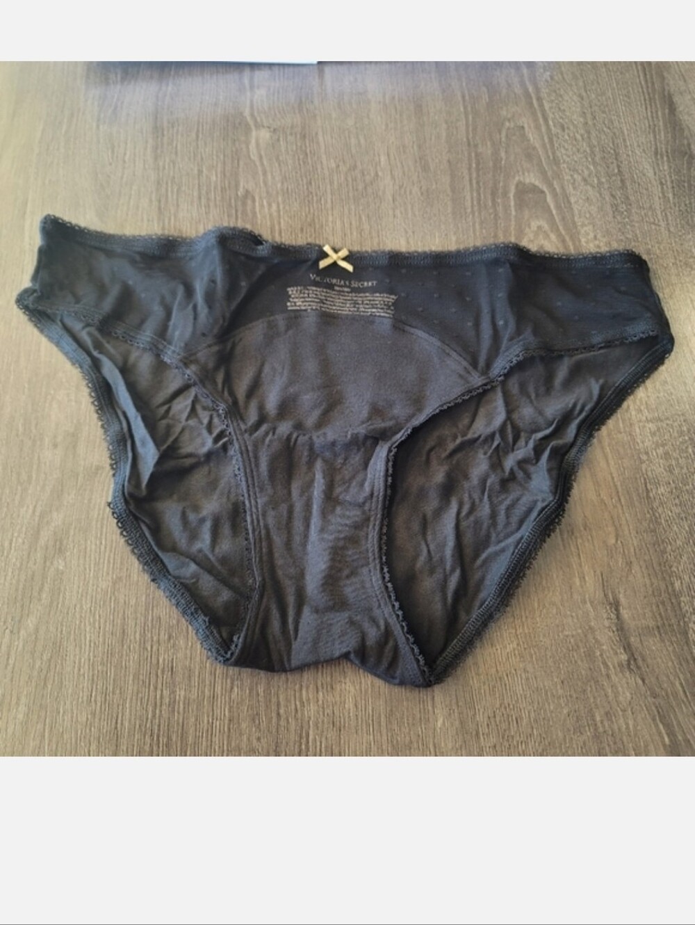 Victoria's secret stretch Cotton And Mesh bikini panty MEDIUM BLACK